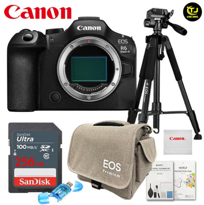 캐논 정품 EOS R6 Mark III BODY/프리미엄 삼각대 패키지 7종세트/256G+전용가방+삼각대+카드리더기+청소도구+극세사융+액정보호필름/TJ, R6 바디