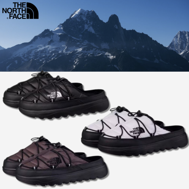(매장정품) 노스페이스 방한 패딩 남성 여성 실내화 실외화 뮬 따듯한 미끄럼방지 캐주얼 키높이 슬리퍼