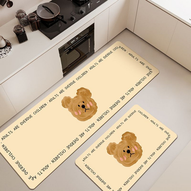 미끄럼 방지 주방 흡수 발매트, 1개, 곰 한 마리 사각 발매트