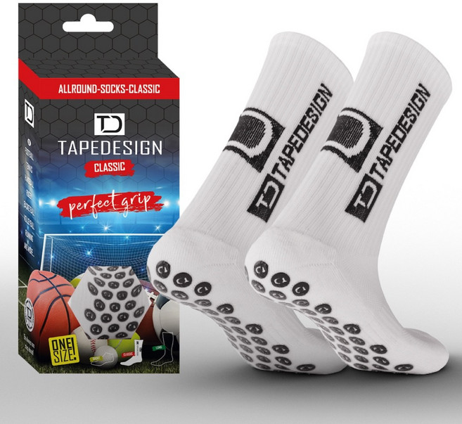 테이프디자인 논슬립 하프삭스(쿠션버전) 스포츠 미끄럼방지 양말, 화이트, 1개