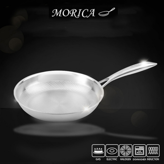 모리카 통5중 스테인레스 IH인덕션 프라이팬 24cm/26cm/28cm 실버엠보 진공손잡이, 28cm, 1개