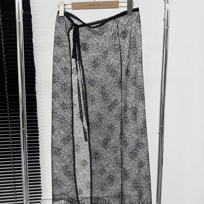 지고다그 여름 여성 레이어드 시스루 레이스 랩 롱 스커트 ZK3543