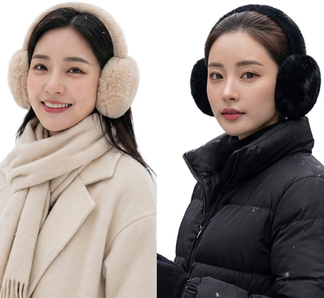 그리뉴얼 여성 털귀마개 골프 겨울 2P