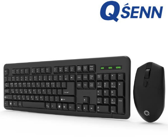 QSENN MK210 무선 키보드 마우스 세트 키스킨 포함, 화이트