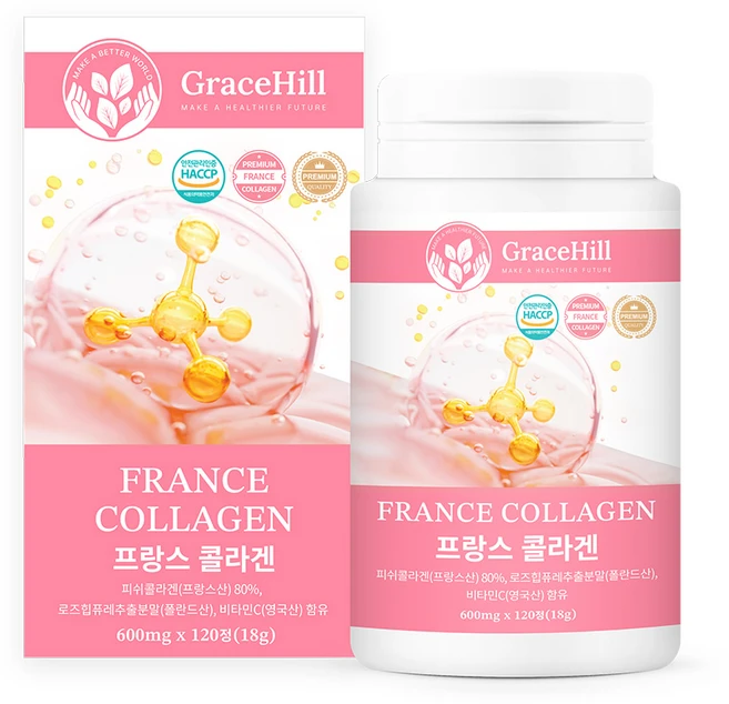 [그레이스힐] 프랑스 콜라겐, 120정, 18g, 1개 - 쿠팡