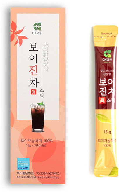 CK명차 보이진차 보이차 액상형 스틱 / 콜드브루 농축액, 1박스, 3개입, 15g