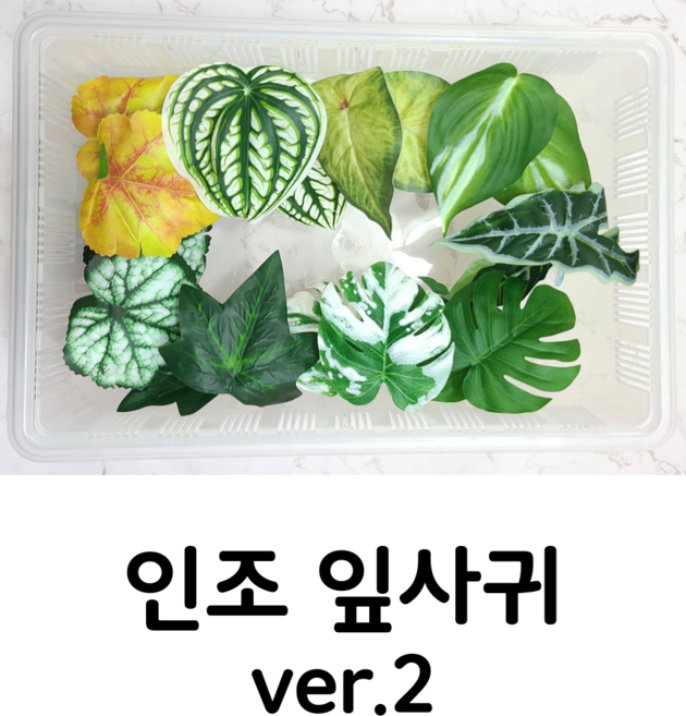 인조 잎사귀 ver2 (2잎) 크레스티드 게코 사육장 꾸미기 도마뱀 파충류 용품 반짝CR, 6.하얀수박, 1개
