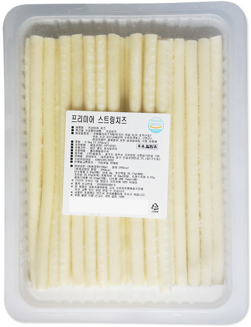 프리미어 스트링 치즈 (70프로) 11mm (피자 햄버거), 2.5kg, 1개