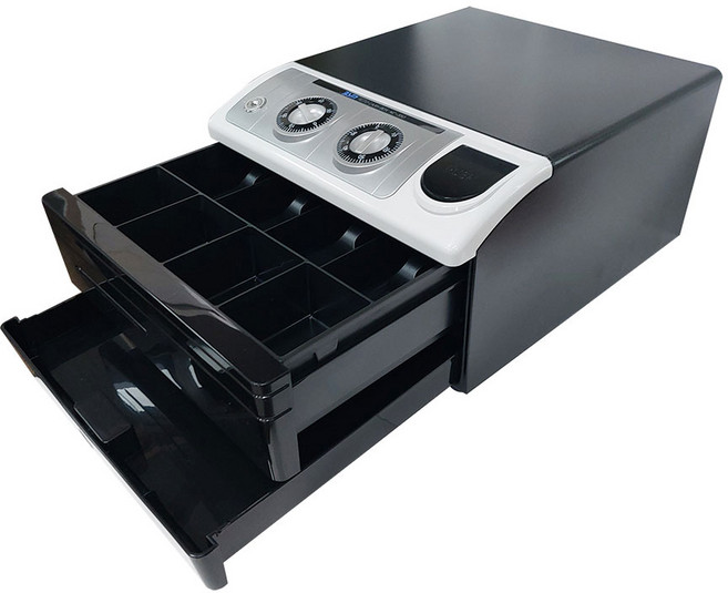 범일금고 디지털 다이얼 슬라이딩금고 카운터용 캐시박스 돈통, NC-350HB(검정,2단,다이얼)