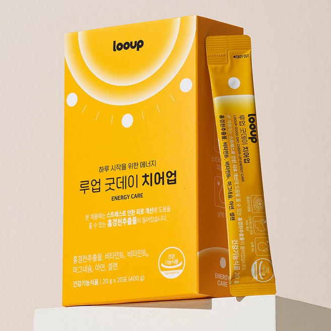 루업 굿데이 치어업 홍경천추출물 스트레스 피로 개선 비타민B 마그네슘 아연 셀렌 1box(20포), 20g, 20개