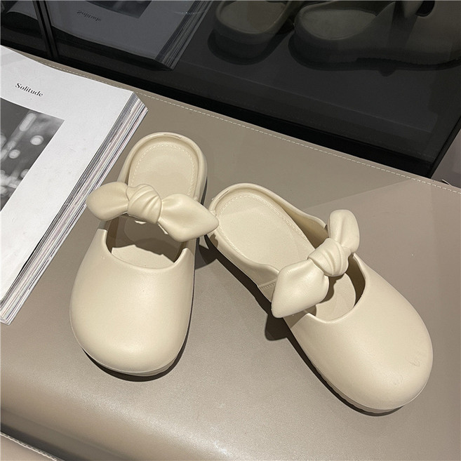 [리본슬리퍼] 여자 여름 우레탄 블로퍼 데일리 쿠션 실내외 신발 헤네스 여성 리본피넛 슬리퍼 슈즈