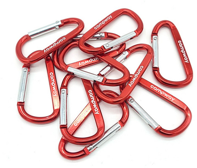 캠프웨이 고강도 D형 카라비너, 레드, 10개