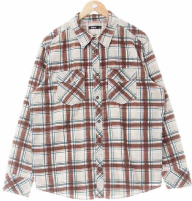 8539 애드윈 브라운베이지 체크 골덴 리브드플랩포켓루즈긴팔셔츠 [105]