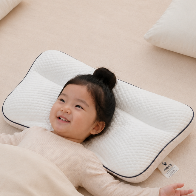 씨엔와우 모달소재 아이스 쿨링 성장기 경추 척추보호 세탁가능 유아베개, 화이트