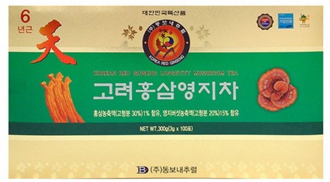 동보내츄럴 고려홍삼영지차 3g x 100포 홍삼차 건강차, 300g, 1개