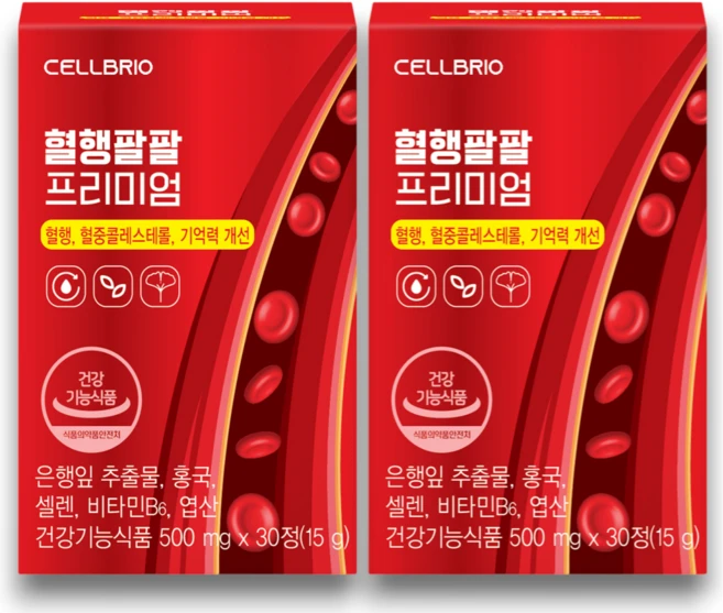 혈행팔팔 콜레스테롤 혈행개선 호모시스테인 모나콜린K 징코 홍국 은행잎추출물, 30정, 2박스 - 쿠팡