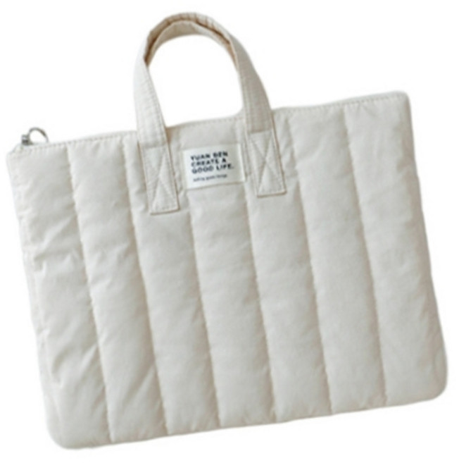 노트북 파우치 빈티지 누빔 패턴 아이패드 백 15인치, 1개, 아이보리