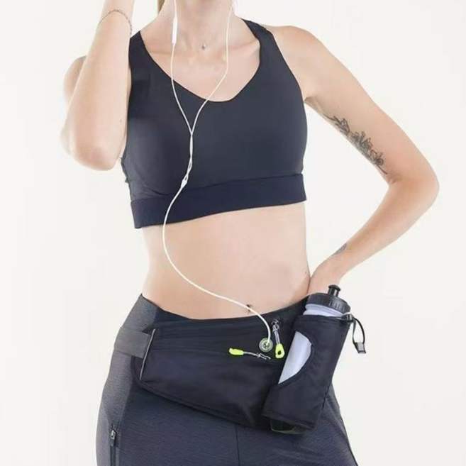 동이홈 멀티포켓 허리라인에 자연스럽게 밀착 물병 런닝벨트, 블랙, 1개