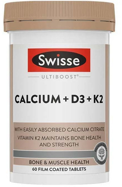 Swisse Ultiboost 鈣 + D3 + K2 薄膜包覆錠, 1個, 60錠