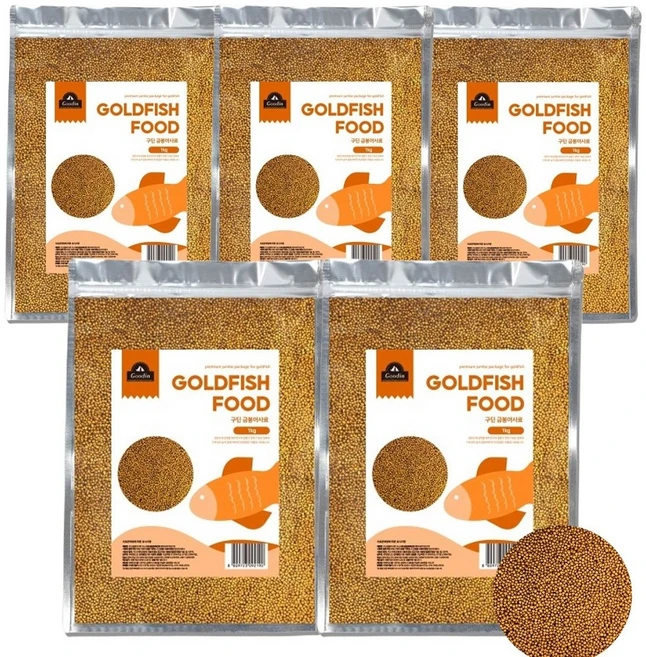 MD 구딘 프리미엄 골드피쉬 금붕어사료 1Kg, 5개 - 쿠팡