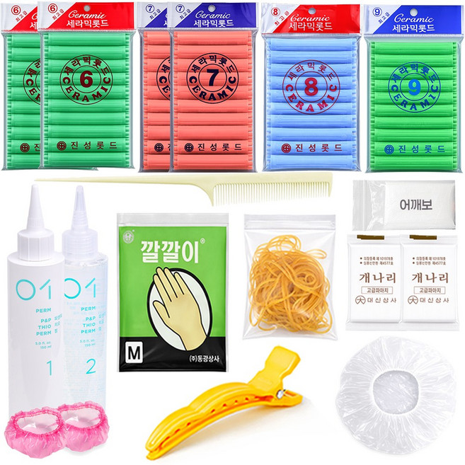 오라이브 남자펌 셀프 파마 세트 롯드 6.7호 2개씩 8.9호 1개씩, 1세트, 혼합