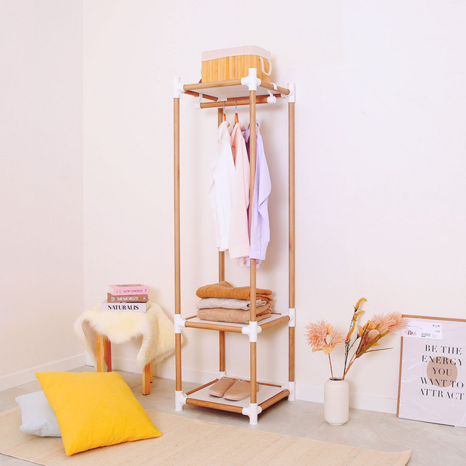 네이프 고정식행거 싱글드레스룸 시스템행거 선반행거 수납행거, 1-미니 싱글3단 400