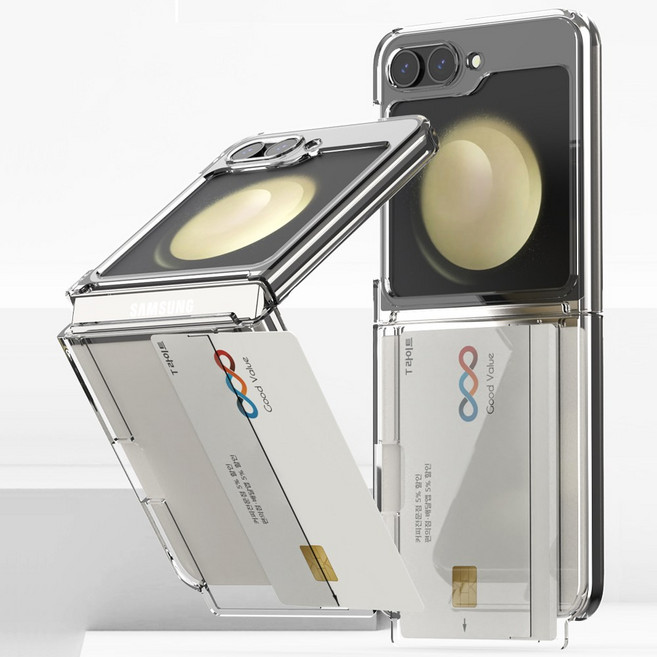 갤럭시Z플립5 크리스탈 스키니 슬림 변색없는 카드수납 케이스