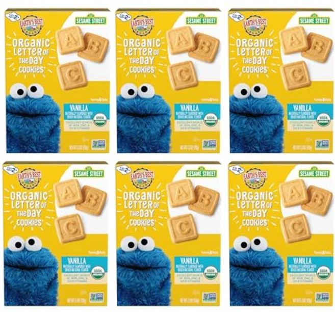 어스 베스트 유기농 오늘의 글자 쿠키 2세 이상 용 바닐 Earth's Best Organic Letter of the Day Cookies for Toddlers 2 Year, 5.3온스(6개들이 팩), 1개 - 쿠팡