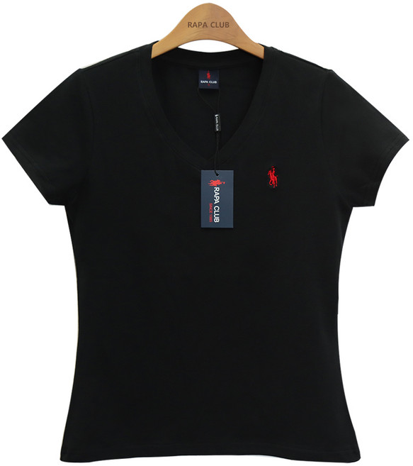 라파클럽 여성 슬림핏 브이넥 반팔 티셔츠