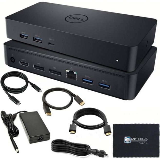 도킹 스테이션 멀티포트 카드리더기 usb 130W 전원 어댑터가 포함된 Dell D6000S 범용 도크 번들 - USB-C 4K HDMI 케이블이 듀얼 디스플레이포트 케이블 마, ANYHDD 델 D6000S 유니버설 독 번들 130W