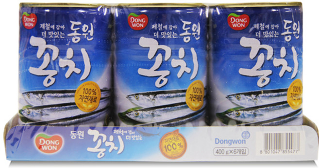동원 자연산 꽁치 통조림, 400g, 6개