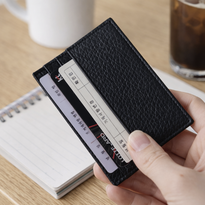 카드지갑 지갑 카드 소가죽 명함 여성 선물 미니 남녀공용 명함 월렛 슬림형 2컬러