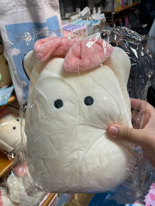 굴인형 오이스터 베개 귀여운 애착 봉제 말랑말랑 장난감 선물 굴쿠션 모찌, 리본 라운드 현물 초발, 10cm 걸이 [실물크기] 가방 키홀더 가능, 나비넥타이 둥근눈형