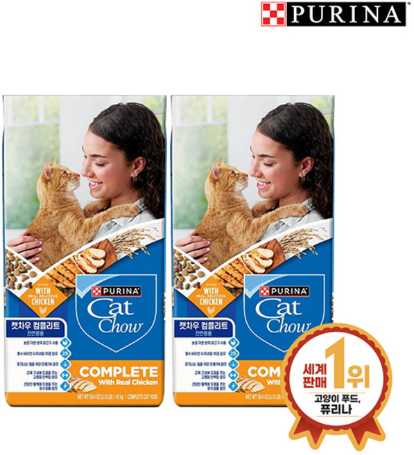 퓨리나 캣차우 컴플리트 1.42kg_2팩_고양이 사료_리뉴얼, 1.42kg, 2개, 닭