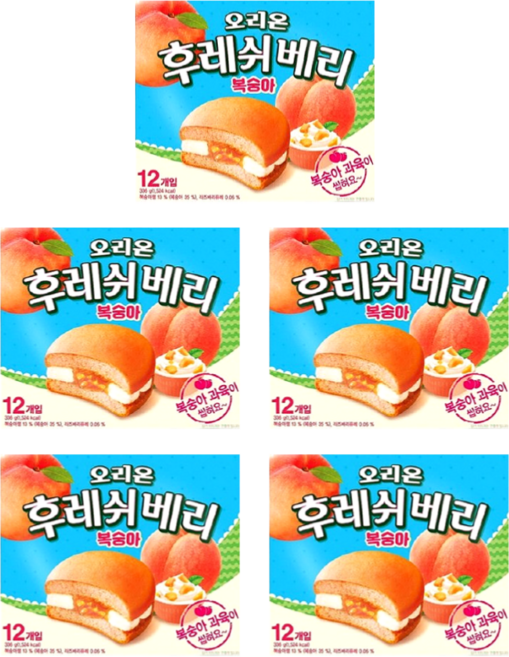 오리온 후레쉬베리 복숭아 336g 12개입 5개 파이