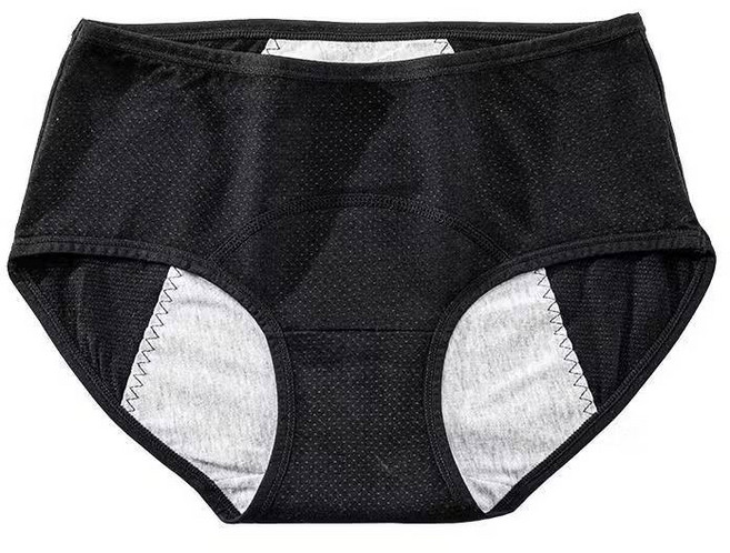 柔凡詩 大尺碼純棉生理褲 加長加寬防漏 中低腰高彈力, 黑色
