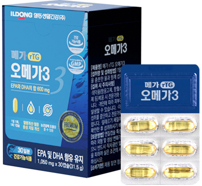 일동 메가 rTG 오메가3 1050mg x 30캡슐 (30일분), 1세트