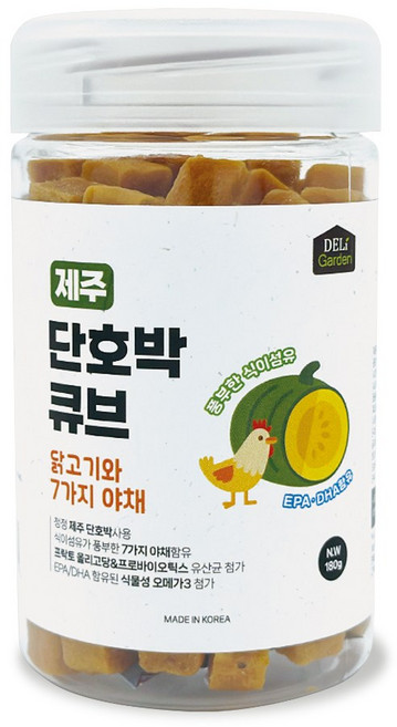 델리가든 강아지 영양간식 국내산 단호박 고구마 큐브 트릿, 1개, 180g, 제주단호박+닭고기
