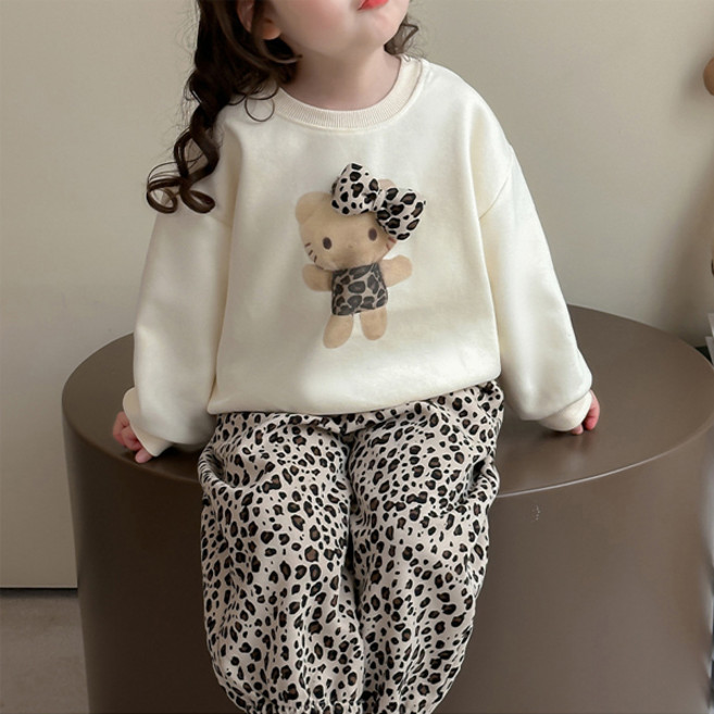 [스타몰] 26SS 최신상 여아 상하세트 호피 고양이 캐릭터 아동복 봄가을 등원룩 유치원 코디