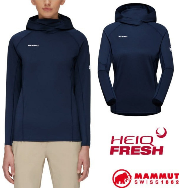 【MAMMUT 長毛象】送》女 抗風防臭彈性抗UV 連帽長袖排汗衣 Selun FL 登山長袖T恤 01430