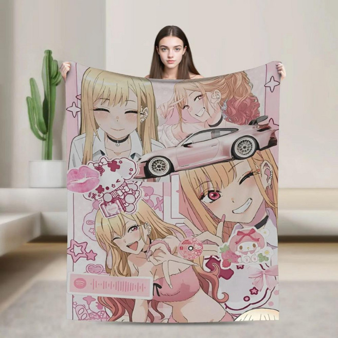 일본 애니메이션 마린 키타가와 굿즈 담요 따뜻하고 포근한 플러피 소파용 사이즈 블랭킷, 1개, 색상: 13. 15 / 크기: A. 75x100cm