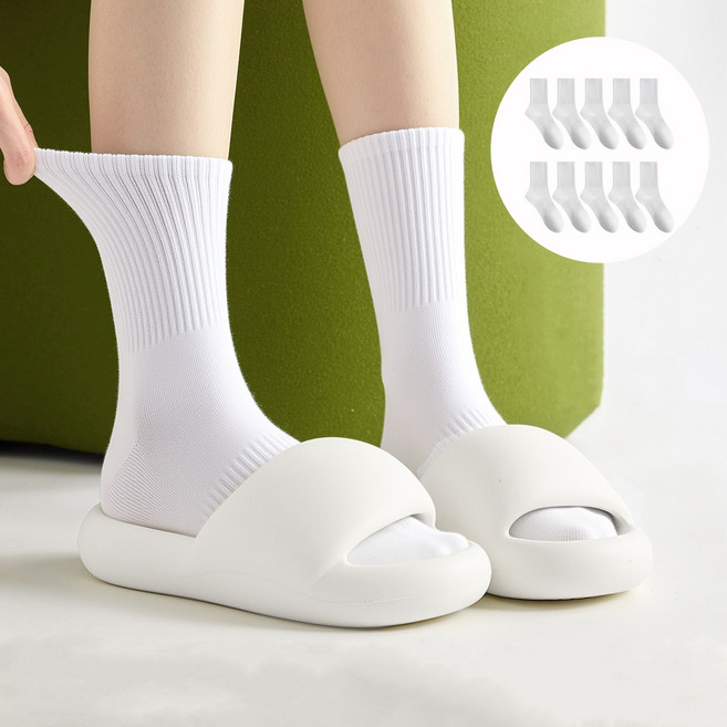 여자 학생 프리미엄 무지 여성 흰양말