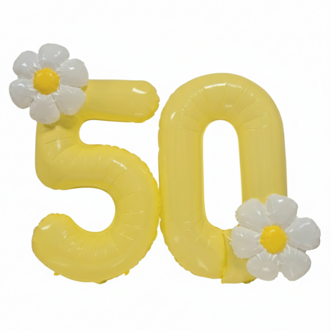 레몬스튜디오 50일 아기 셀프촬영 비비드 숫자 풍선 세트, 1세트, 옐로우