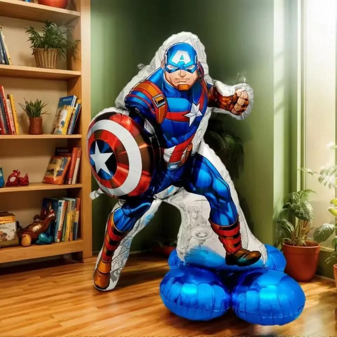 아이언맨 풍선 캡틴 아메리카 에어 글로 히어로 생일 파티 샤워 장식 선물, 1개