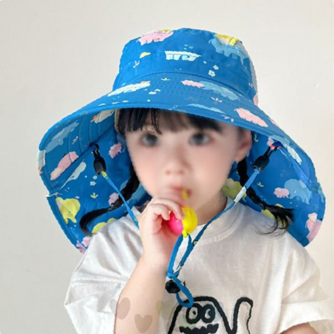어린이 챙 모자 코끼리 장식 호루라기 달린 햇빛 가림막 자외선 차단 봄 여름