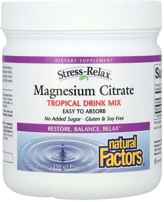 Natural Factors 마그네슘시트레이트 트로피컬 드링크 믹스 250g(8.8oz), NaturalFactors마그네슘시트레이트트로피컬드링크, 250g, 1개 - 쿠팡