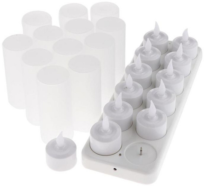QDY 12pcs 충전식 LED 전자 촛불 빛 Flameless 깜박 거리는 촛불, 설명, 플라스틱, 베이지