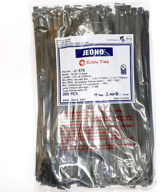 전오 케이블타이 선정리 국산 생산 370MM 300개 전선정리, 1개, 흑색 370mm(300EA)