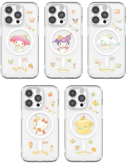 산리오 간식 클리어 렌즈가드 마그네틱 케이스 (맥세이프 호환) 갤럭시버디3 A156 A155