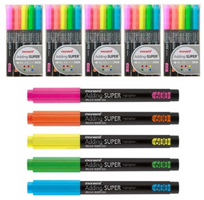모나미 에딩슈퍼 형광펜 세트 5개 혼합색상